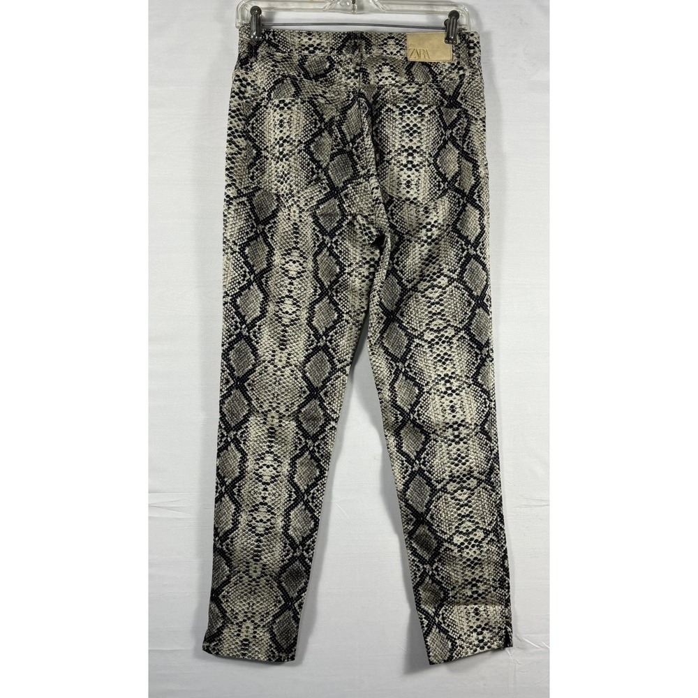 Zara Womens Snakeskin Print‎ High Waisted Skinny Jeans Grey Black Size 8 EUR 40